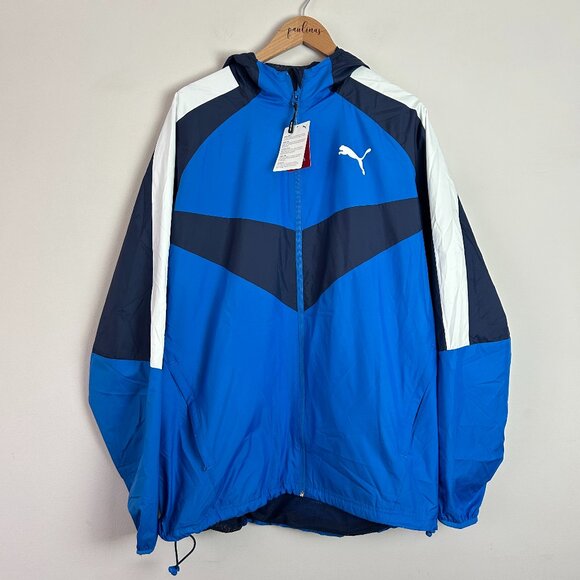 Puma Other - NWT Puma Jacket Mens XL Strong Blue Power Vent Windbreaker Full Zip Hoodie